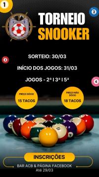 Torneio Snooker ACB 2025 em maro e abril: Inscreve-te!