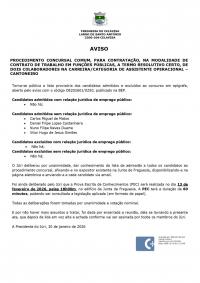 Lista provis�ria de candidatos admitidos